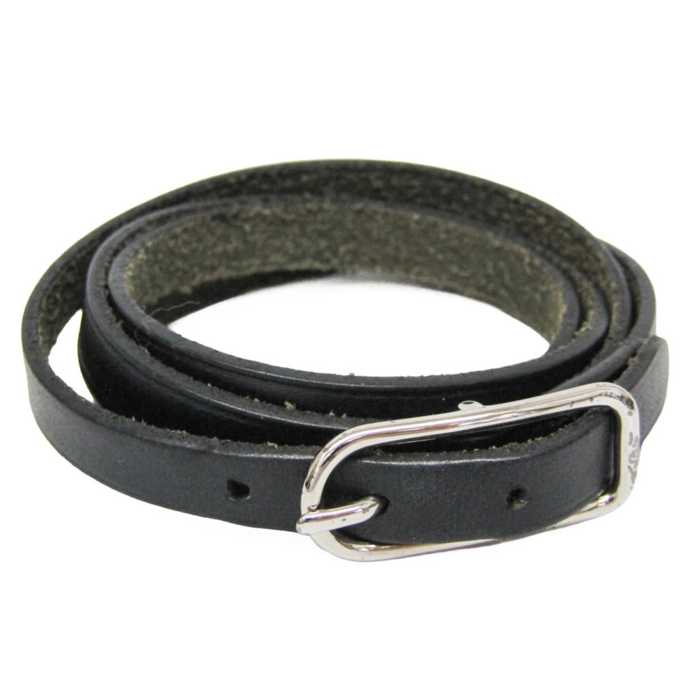 HERMES Silver Leather Bracelet